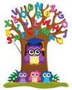 Tree with stylized school owl theme 3