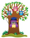 Tree with stylized school owl theme 1