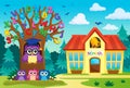 Tree with stylized school owl theme 7