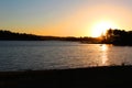 Beaver lake in Rogers Arkansas at sunset Royalty Free Stock Photo