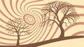 Tree in Swirling Abstract Landscape, Artistic Nature Dynamic Design, vector design Generative AI Royalty Free Stock Photo
