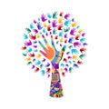 Tree with human hands for social work help