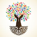 Tree with human hands for social work help Royalty Free Stock Photo