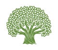 Tree symbol. Decorative oak with leaves vector illustration