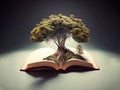 Knowledge tree growing from open book pages Royalty Free Stock Photo