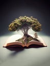 Knowledge tree growing from open book pages Royalty Free Stock Photo