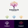 Tree Tech Logo Design Template Royalty Free Stock Photo