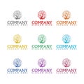 Tree template logo icon isolated on white background. Set icons colorful Royalty Free Stock Photo