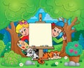 Tree theme with painting children