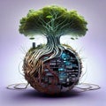 the tree took root around the globe, generative AI Royalty Free Stock Photo