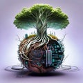 the tree took root around the globe, generative AI Royalty Free Stock Photo