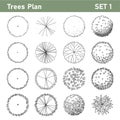 Tree plan top view for landscape set 1 Royalty Free Stock Photo