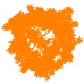 Tree top view silhouette isolated - orange - vector Royalty Free Stock Photo