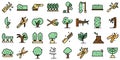 Tree trimming icons set line color vector