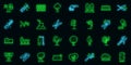 Tree trimming icons set vector neon