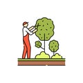 Tree trimming and pruning olor line icon. Garden service.