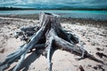 Tree trunk on the beach