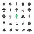 Tree types glyph icons set Royalty Free Stock Photo