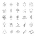 Tree types linear icons set Royalty Free Stock Photo