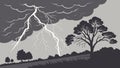 Tree Under Thunderstorm Sky, Dramatic Weather Scene, vector design Generative AI Royalty Free Stock Photo