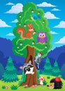 Tree with various animals theme 2 Royalty Free Stock Photo
