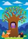 Tree with various animals theme 4 Royalty Free Stock Photo