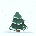 Vector Christmas Tree with snow Isolated from Background Royalty Free Stock Photo