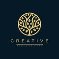 Tree logo vector design. Garden plant natural symbols template. Tree of life branch with leaves business sign collection.