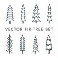 Tree vector icon set. Pine line, linear, outline logo. Isolated nature icons. Simple flat vector illustration for Royalty Free Stock Photo