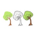 Tree vector illustration isolated on white background. Line art and colorful. Royalty Free Stock Photo