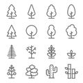 Tree Vector Line Icon Set. Contains such Icons as Wood, Plant, Pine, Cactus, Bamboo and more. Expanded Stroke