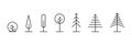 Tree vector line icons. Tree outline art icon. Nature oak organic set design. Summer graphic. Thin line illustration Royalty Free Stock Photo