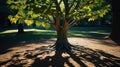 Sculptural Tree in Sunlight: A Striking Garden Ornament Royalty Free Stock Photo