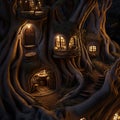 Tree Village Chronicles, Life in the Woods, Illustration, generative ai