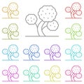 Tree, walnut multi color icon. Simple thin line, outline of tree icons for ui and ux, website or mobile application