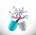 tree water pill medicine illustration Royalty Free Stock Photo