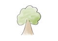 Tree watercolor doodle element. Vector illustration