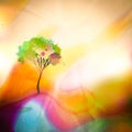 Tree on watercolored background