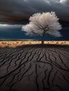 Tree with white leaves