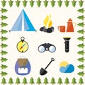 Tree Wild Camp Rest Equipment Vacation Mountain Royalty Free Stock Photo