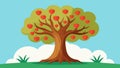 The tree of Wisdom with its thick trunk and wise weathered bark stands proudly in the heart of the orchard.. Vector