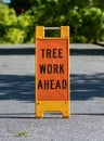 Tree Work Ahead Folding Sign Royalty Free Stock Photo