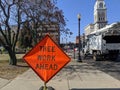 Tree work ahead sign Royalty Free Stock Photo