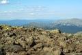 Stone placers on the peaks of the mountains Royalty Free Stock Photo