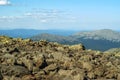 Stone placers on the peaks of the mountains Royalty Free Stock Photo