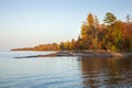 Trees in autumn color on Lake Superior in the Upper Peninsula of Michigan Royalty Free Stock Photo