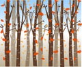 Trees background. The trunk and leaves in separate layers. Vector. a forest image