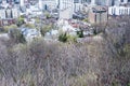 Trees and blue sky and city of Montreal