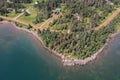 Trees and Cabins Alongside Lake Superior, Minnesota Shoreline In Summer Royalty Free Stock Photo