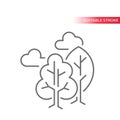 Trees with clouds line vector icon. Tree, cloud, outdoor concept or nature environment